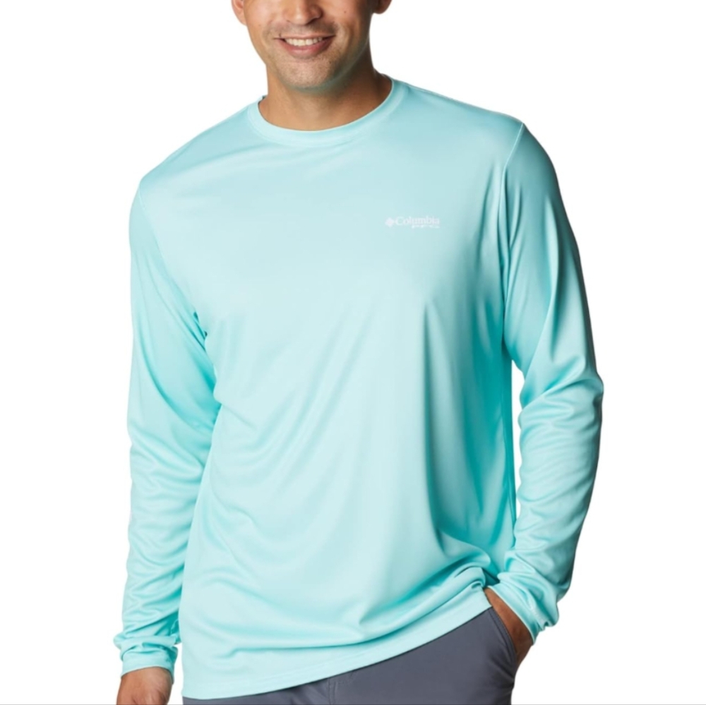 New Columbia UPF 50 Turquoise Terminal Tackle PFG License Shirt